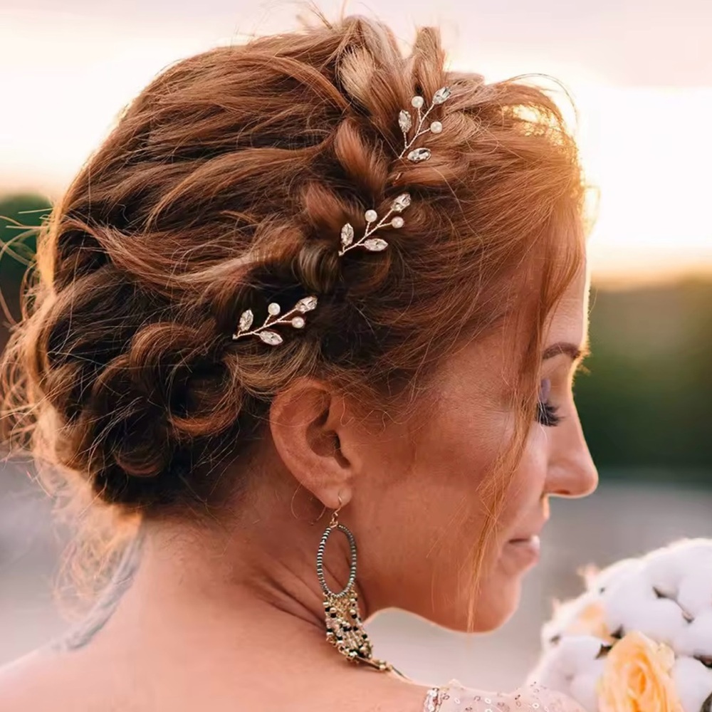 Delicate Gold Leaf Hair Pins - Women’s Hair Accessories